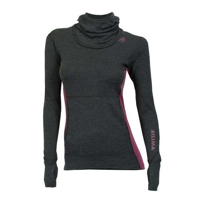 Aclima Womens WarmWool Hooded Sweater Marengo/Grapewine