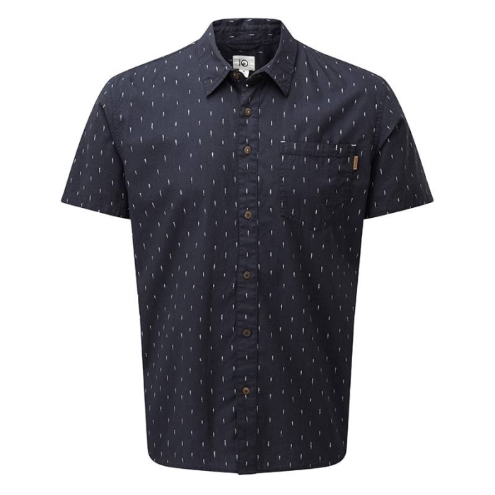 Tentree Mens Cotton Short Sleeve Button Up Navy