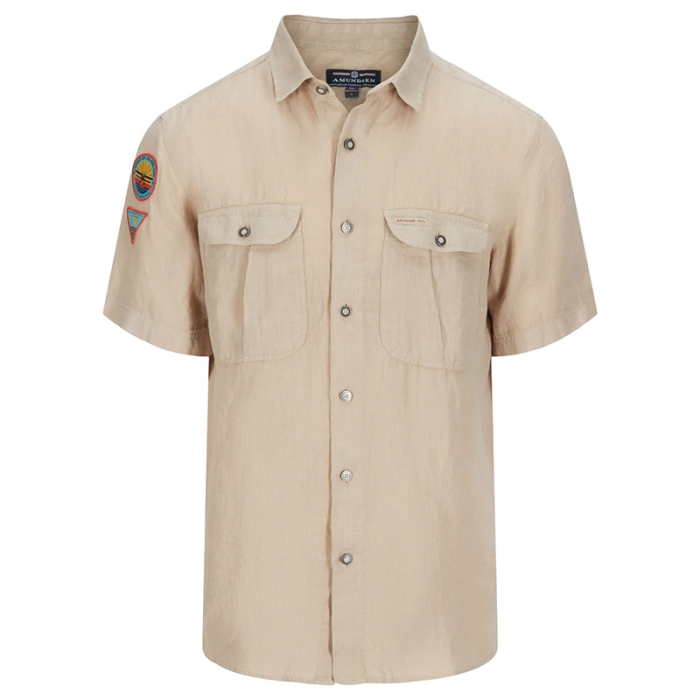 Amundsen Mens Safari Linen Short Sleeve G. Dyed Shirt